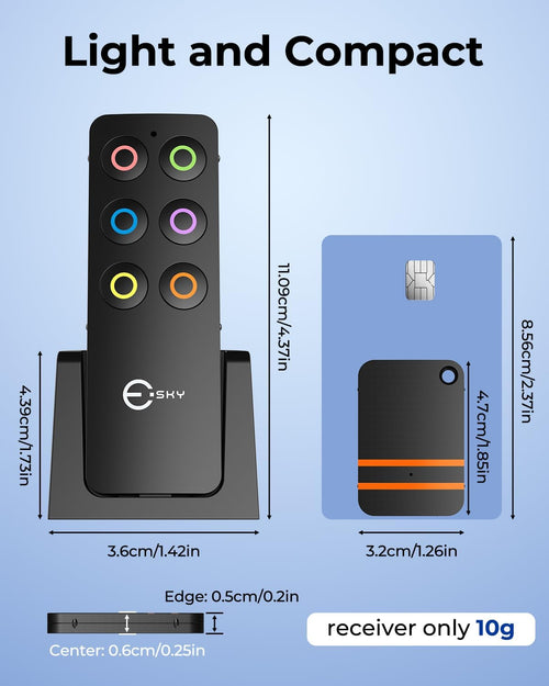 Esky Key Finder Locator with Sound, Stick-on TV Remote Control Finder, Item Locator Tags with 85dB Noise Sound 6 Receivers, Wallet Tracker Key Finders for Finding Keys, Remote Gift Idea