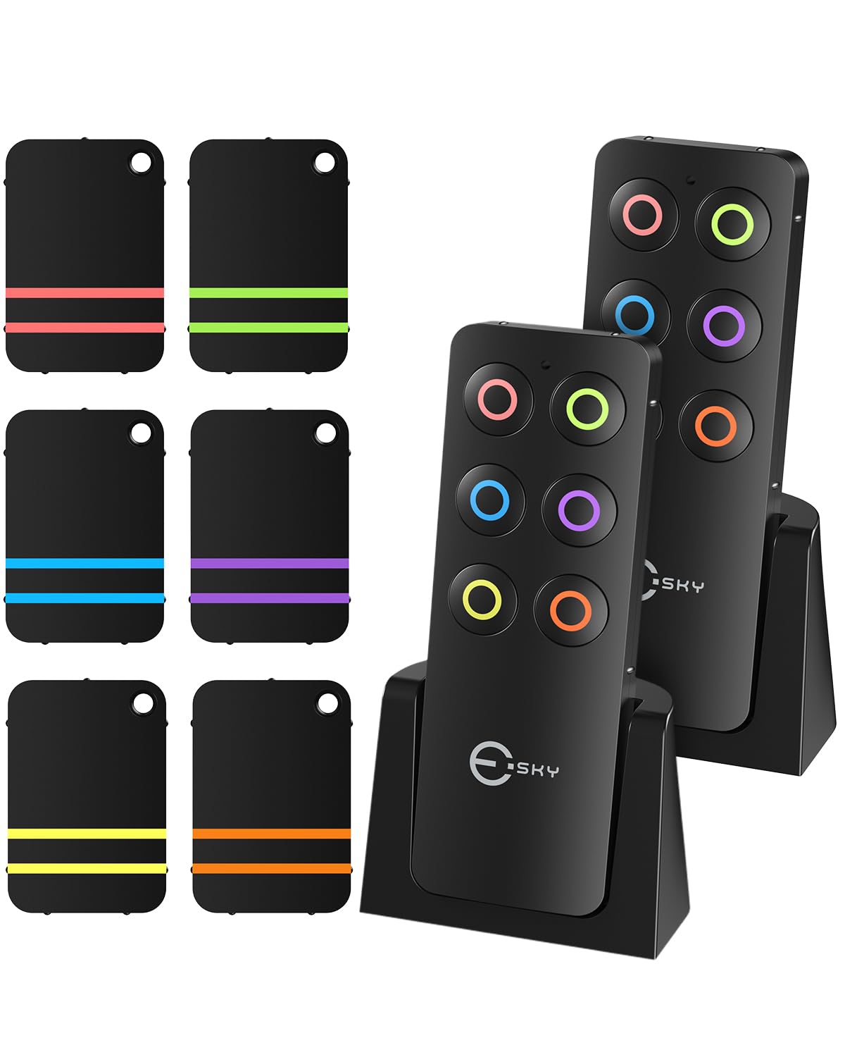 Esky Key Finder Locator with Sound, Stick-on TV Remote Control Finder, Item Locator Tags with 85dB Noise Sound 6 Receivers, Wallet Tracker Key Finders for Finding Keys, Remote Gift Idea