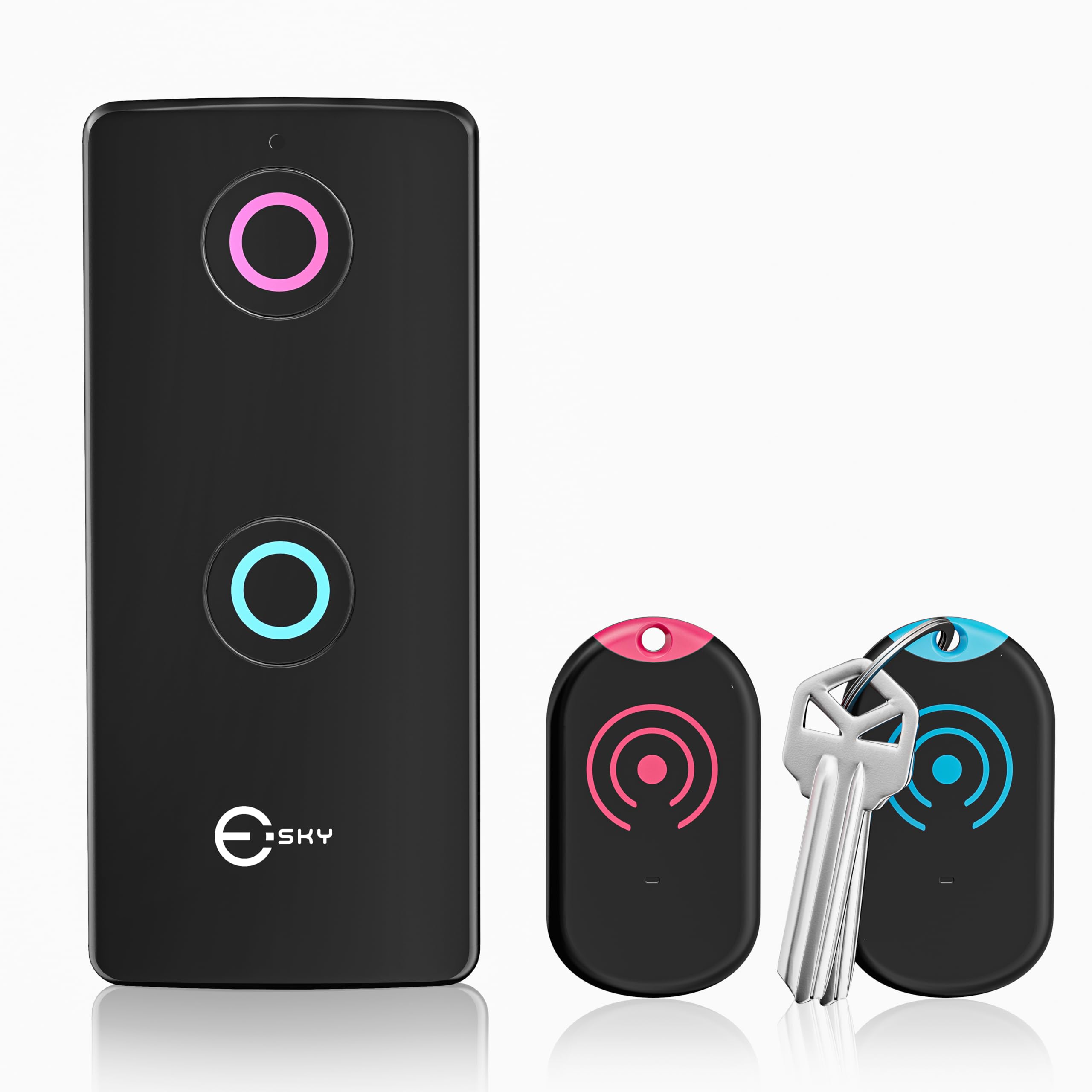 Esky Ultra Slim Key Finder, Remote Finders Locator with 80dB Sound and 4 Receivers, Wallet Tracker and Item Locators Beeper Tags for Finding Key, TV Remote, Wallet, Pets and Phone, Gifts for Men