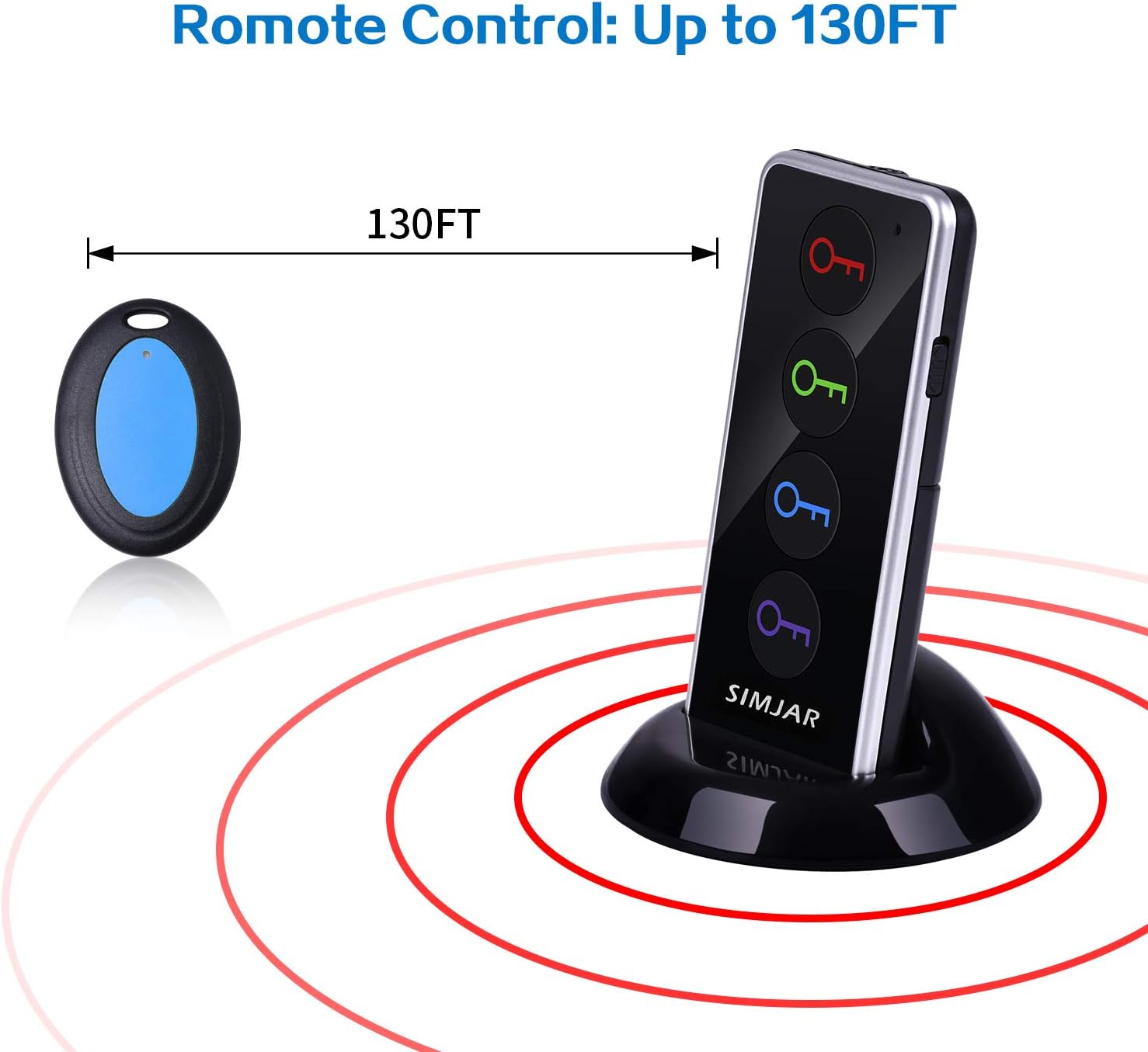 Key Finder with Up to 131ft Working Range in Open Space, Simjar Wireless Remote Control RF Key Finder Locator for Keys Wallet Phone Glasses Luggage Pet Tracker